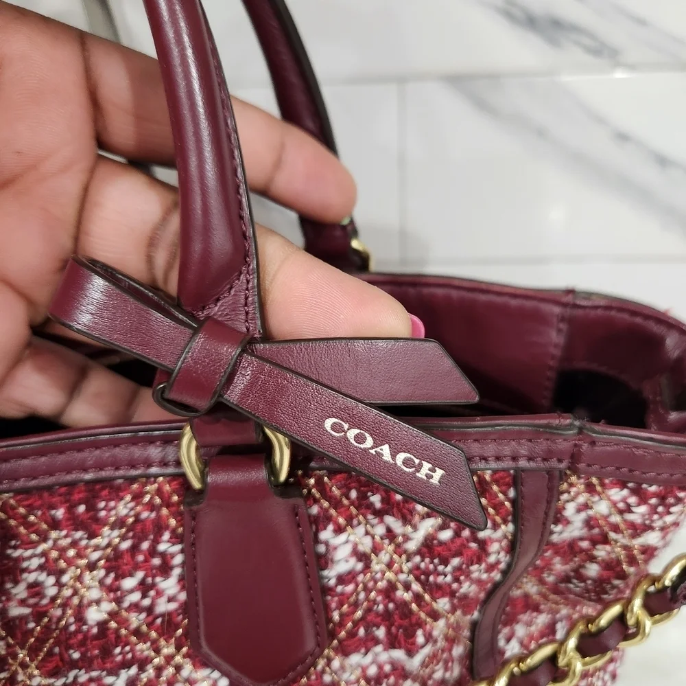 💜▪️ Coach▪️ Purple Poppy Tweed Quilted Boucle Blaire Crossbody Tote Bag